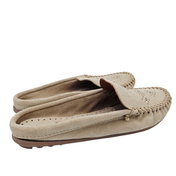Minnetonka Leila Mule Womens Shoes Color Stone Leather Suede 8.5 - Picture 6 of 10